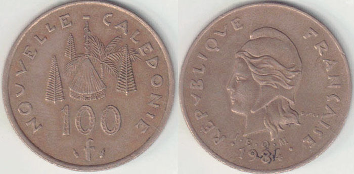 1984 New Caledonia 100 Francs A008465